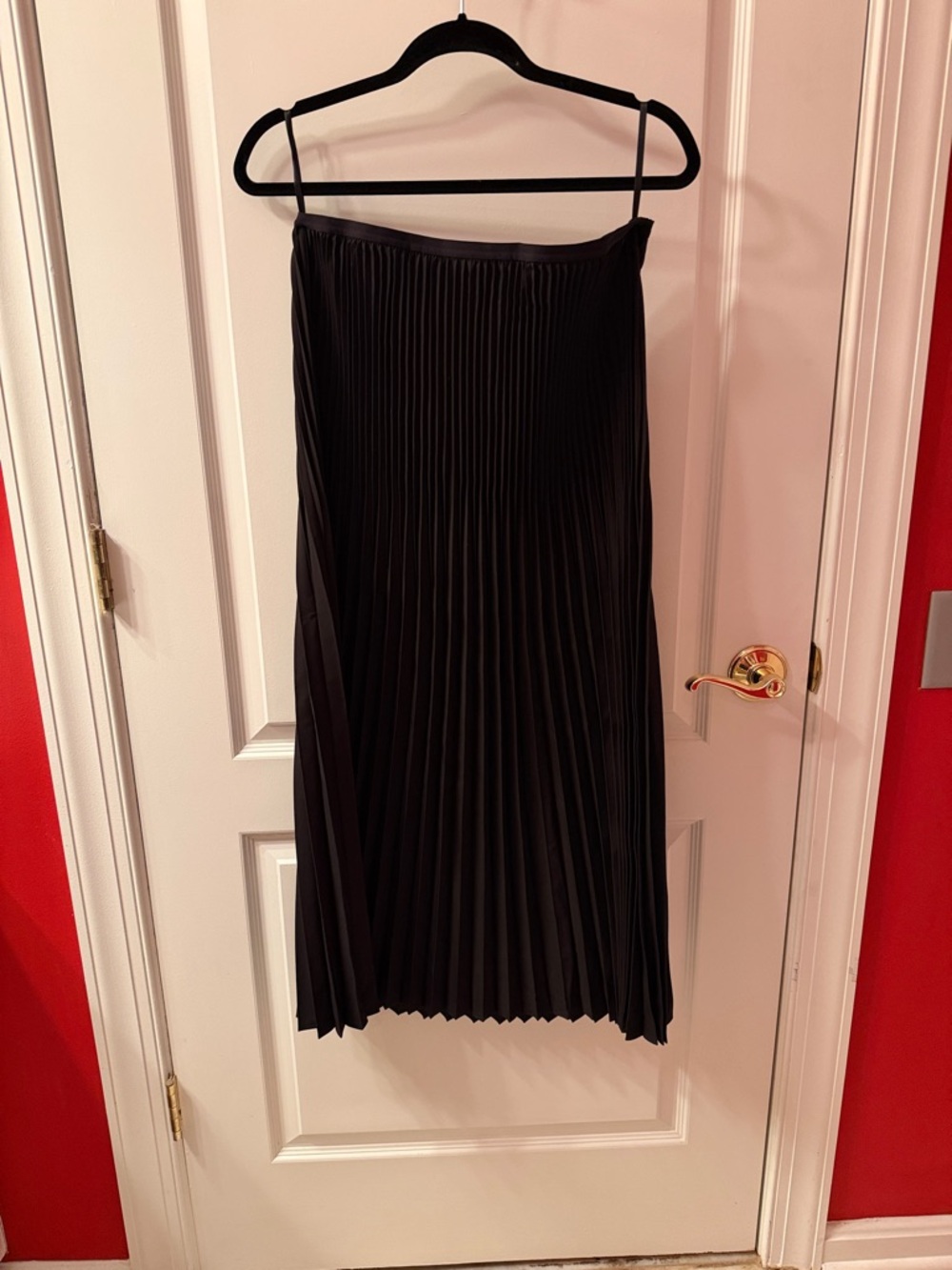 Black Pleated Midi Skirt - wool/silk Classic Women's Skirt
